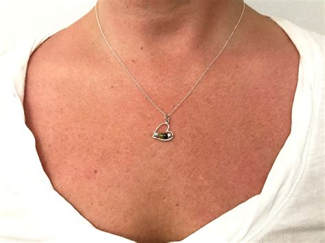 Silver Heart Birthstone Necklace Family Mom Necklace - Etsy