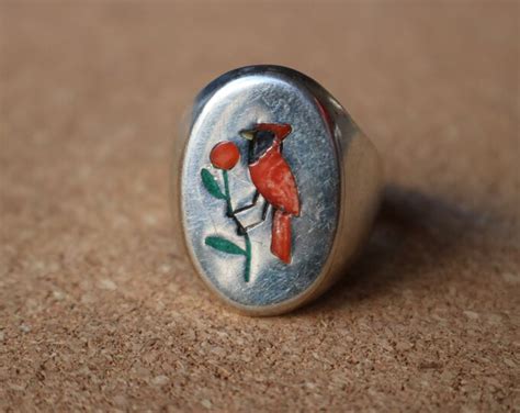 Zuni Men's Ring / Robin Signet RING / Vintage Sterling Men's Jewelry ...