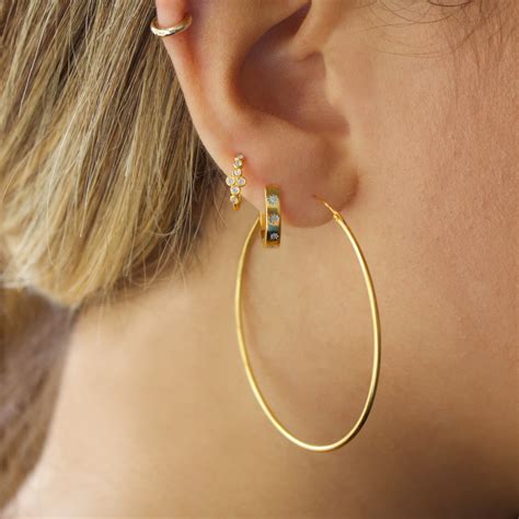gold vermeil large hoop earrings carrie elizabeth