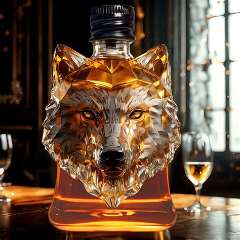 Wolf Head Whiskey Decanter 300ml ,Premium High Borosilicate Glass Wine