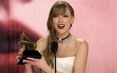 Taylor Swift wins Album of the Year at the Grammys, becomes 1st artist ...