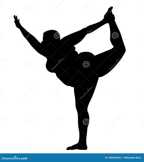 Plus Size Women. Fat / Chubby Woman Trains Sport Aerobics, Does Yoga