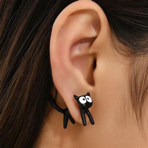 Серёжки-котики чёрные, серёжки с чёрными котиками, сережки, се...: цена ...