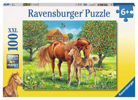 RAVENSBURGER Puzzle Koně na pastvině XXL 100 dílků | Puzzle-puzzle.cz