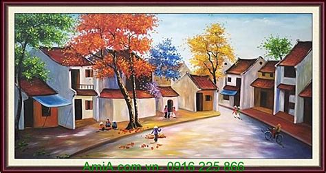 Tranh vẽ sơn dầu một góc phố cổ Hà Nội Amia TSD 199