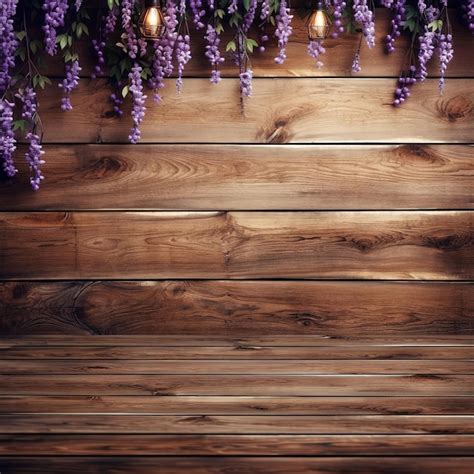 Premium AI Image | Wisteria hanging on a wooden wall