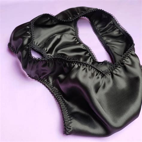 Black Satin Panties Wider-front Panties for All Genders - Etsy