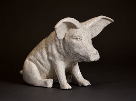 Annabelle - Ceramic Pig Sculpture (White Crackle Glazed) — Tony Furtado