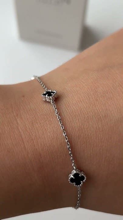 Срібний браслет Чотирилисник міні з оніксом #jewelry #jewellery # ...
