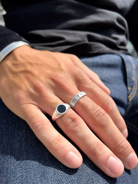 adjustable silver mens rings handmade pewter minimal jewelry