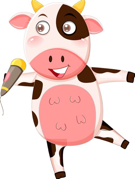 A cow singing cartoon character 11417385 Vector Art at Vecteezy