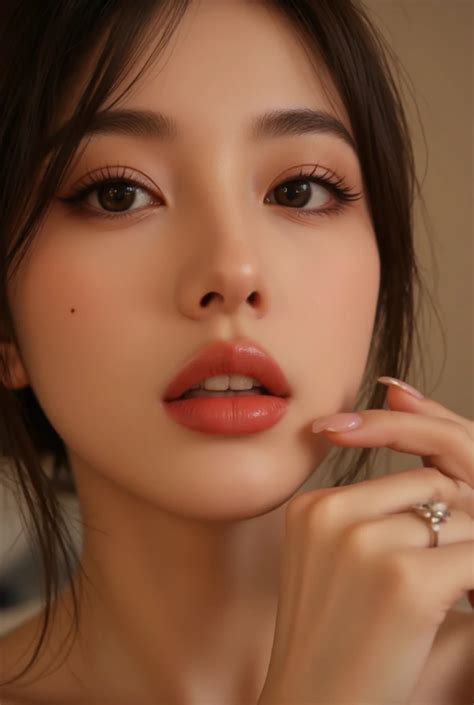 closeup beautiful hot soft cute smooth makeup womans lips seaart ai