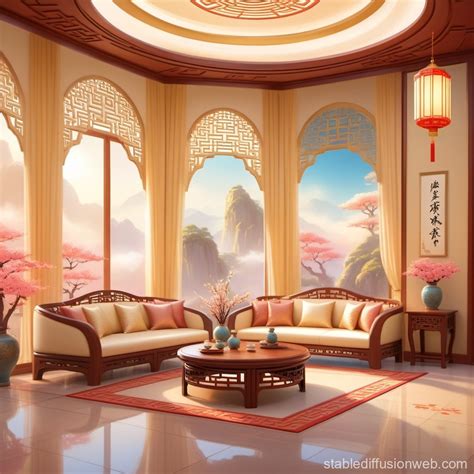 Cream-Style Modern Chinese Living Room | Stable Diffusion Online