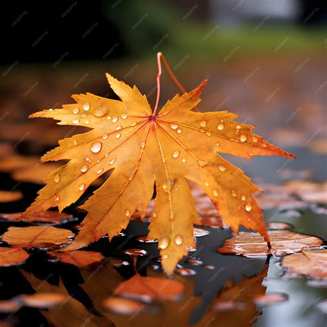 Premium Photo | Autumn leaves in the rain beautiful autumn season