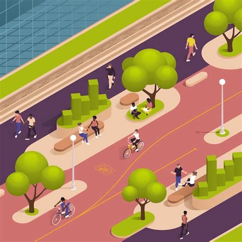 Free Vector | Urban city green spaces eco design isometric composition ...