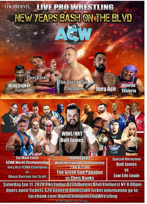 Alpha Championship Wrestling: New Years Bash on the Blvd Jan 11, 2020