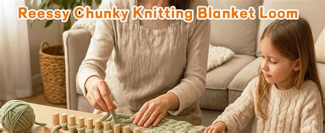 Amazon.com: Reessy Chunky Knitting Blanket Loom – 40” Wooden Knitting Loom Kit for Chunky Yarn ...