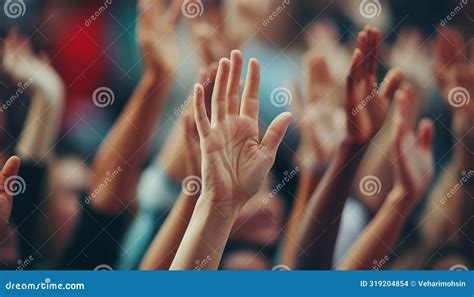 Close Up Diverse People Hands Raise Up. Stock Illustration ...