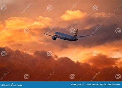 plane departing  sunset stock image image  landing