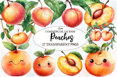 Watercolor Cute Peaches Garden Fruit Graphic by Designworld · Creative