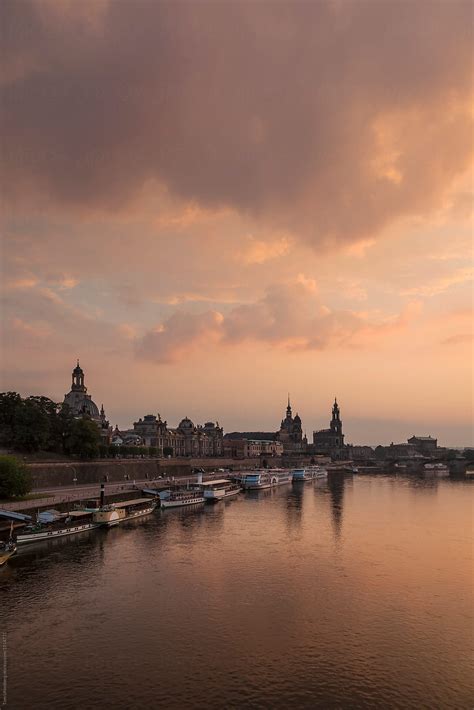 "Dresden, Germany - City Skyline And The River Elbe At Twilight" by ...