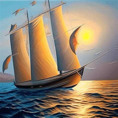 MidCentury Art Boat Oil Painting Sailing Magic Nature Hyper · Creative ...