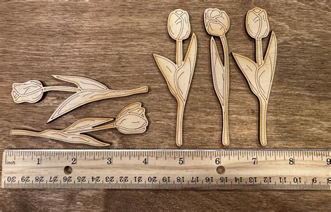 Laser Cut Tulips for Crafts, Laser Cut Flowers, Laser Cut Tulips for