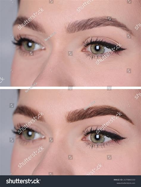 Collage Photos Woman Before After Eyebrows Stock Photo 2175841533 ...
