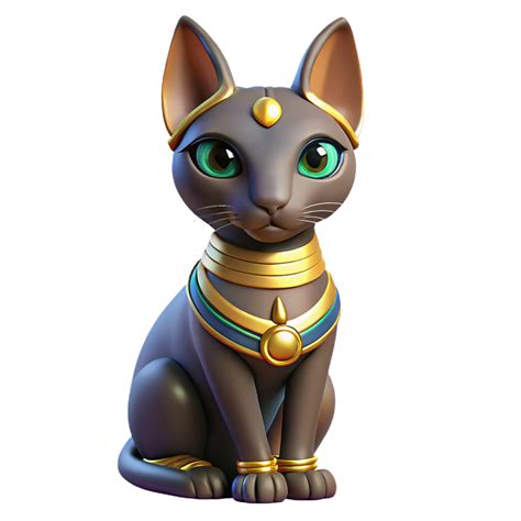 energetic exquisite Bastet, Egyptian cat goddess, NO BACKGROUND with