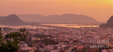 Aerial view of Vijayawada city under twilight Photograph by Sreedhar Yedlapati - Fine Art America