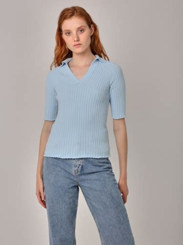 Вязаное поло, голубое. aim clothing
