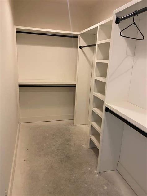 minimalist walk  closet  open shelving units