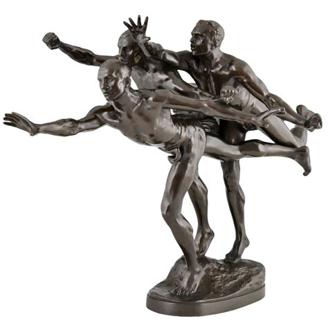 Au But bronze sculpture 3 nude runners by Alfred Boucher and Siot