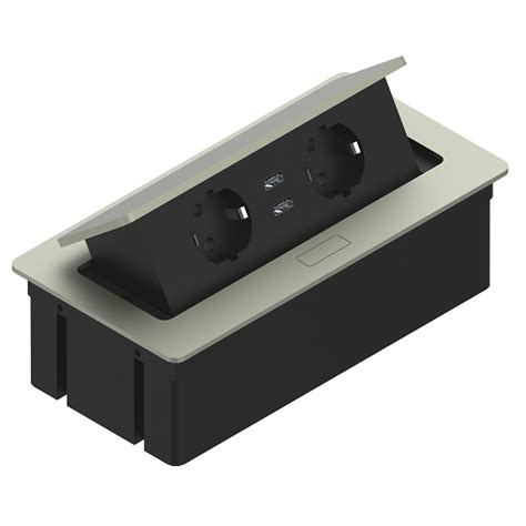 Встраиваемая розетка прямоугольная Серебро (2 розетки, 2xUSB 2.1A 5V ...
