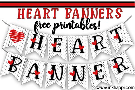 Heart Banner free printables to print and share the love! - inkhappi