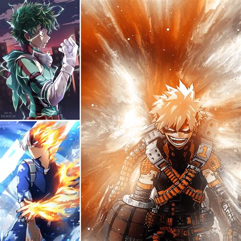 Download Deku X Todoroki X Bakugou Abilities Wallpaper | Wallpapers.com