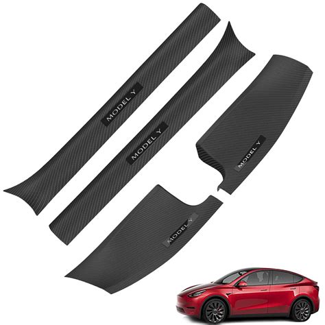 LMZX Tesla Model Y Door Sill Protector Carbon Fiber Pattern,Side Rear