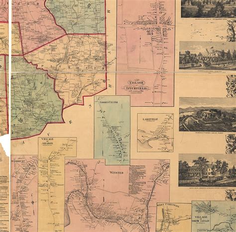 Map of Litchfield County Connecticut CT. 1859 Vintage | Etsy