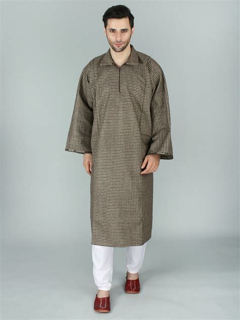 Pure Wool Men's Phiran from Kashmir with Front Zipper | Exotic India Art