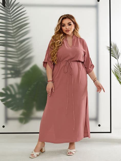 Платье-футболка длинное летнее женское New Fashion 241-3 58-60 Пудра ...