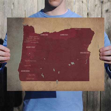 Oregon Wine Region Map Art by City Prints - The Map Shop