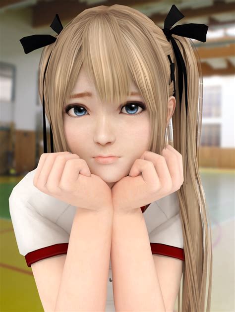 Safebooru - 1girl 3d blonde hair blue eyes blurry chin rest clenched