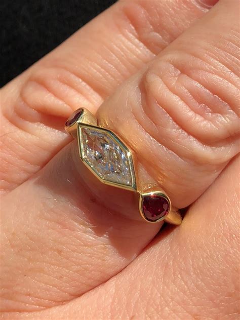 GIA Certified Duchess Cut Diamond and Gemfields Ruby 18 Karat Gold Ring