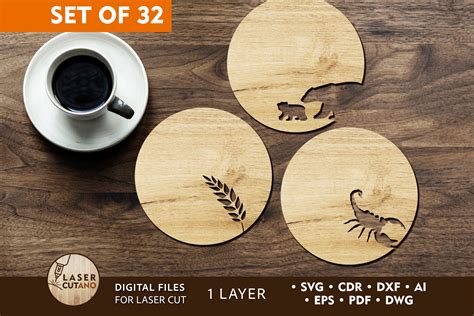 WOODEN COASTERS BUNDLE Laser Cut Files Graphic by LaserCutano ...