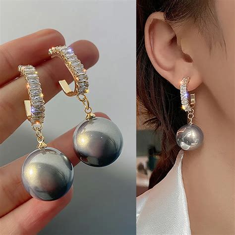 Женские висячие серьги с искусственным жемчугом и кристаллами | AliExpress