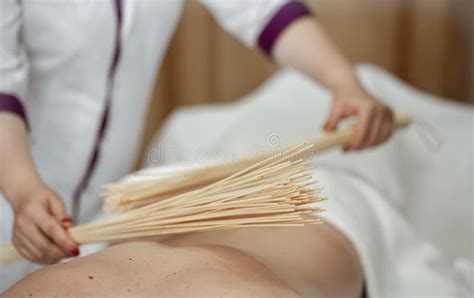 japanese massage  bamboo sticks stock image image  massaging