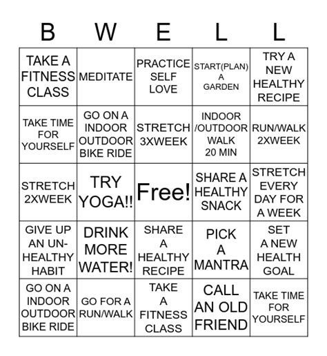 bwell bingo card