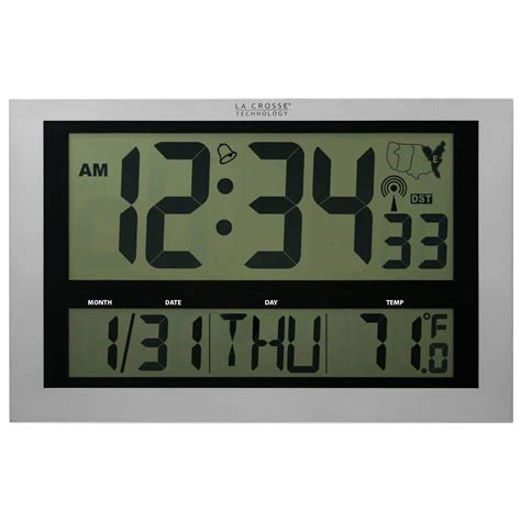 La Crosse Technology Jumbo Digital Atomic Wall Clock with Temperature-513-1211 - The Home Depot