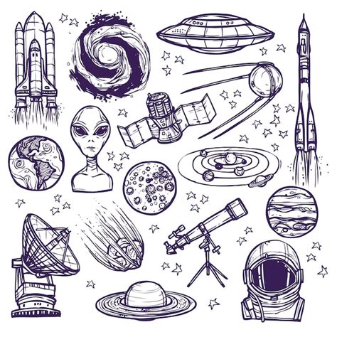 premium vector space sketch set