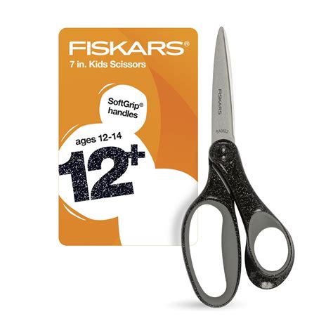 Fiskars 7-inch Student Scissor Ages 12-14, Black Glitter, 1 Count